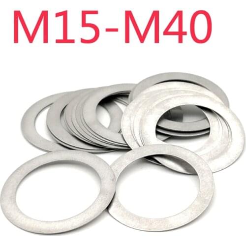 10P M15 to M40 304 Stainless Steel Ultra Thin Flat Washer Adjusting Ultrathin Shim Plain Gasket Thick 0.1 0.2 0.3 0.5 1mm
