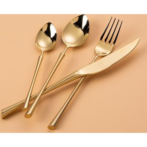 Luxury Golden Dinner Lunch Stainless Steel Cutlery Fork Portable Travel Stainless Steel Sporks Cutlery Nordic Tableware BK50DC