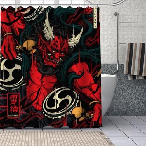 Waterproof Shower Curtain Can Be Customized Japanese Art Bathroom Shower Bath Supplies Polyester Shower Curtain With Hooks