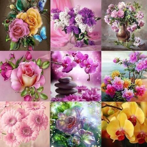 DPF 5D Embroidery Round full Diamond Painting Cross Stitch flower Crafts Diamond Mosaic Needlework kits Home Decor picture
