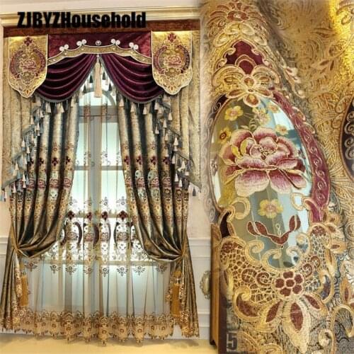 High-end European Gold Gold Leather Water Curtain Curtains for Living Room Bedroom Valance