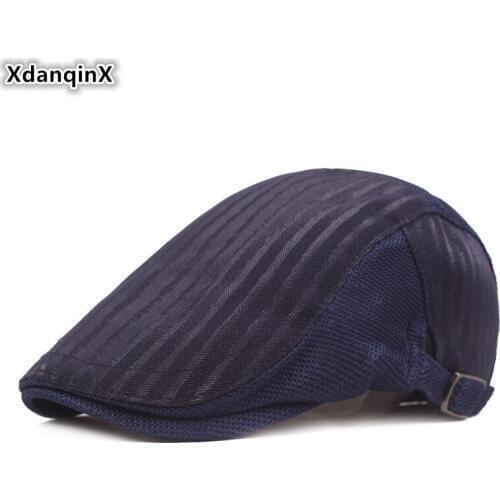 XdanqinX Snapback Cap New Summer Mens Mesh Hat Breathable Beret Womens Cap Adjustable Size Fashion Berets Brand Cap Couple Hat