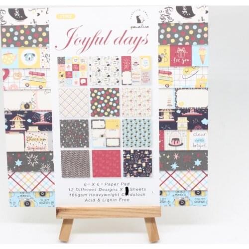 ZFPARTY 12 Sheets Joyful Days Scrapbooking Pads Paper Origami Art Background Paper Card Making DIY Scrapbook Paper Craft