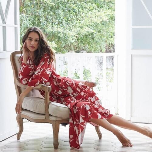 Women Romantic Long Dress Nightgown Autumn Summer Night Dress Satin Nightgown INS Fashion Loose Dress Pregnant woman