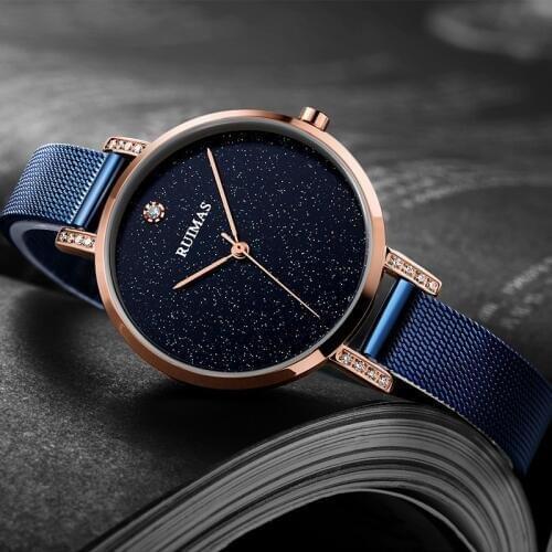 Ruimas Luxury Rose Gold Women Watches Minimalism Starry sky Magnet Buckle Fashion Casual Female Wristwatch Wristwatch for Lady