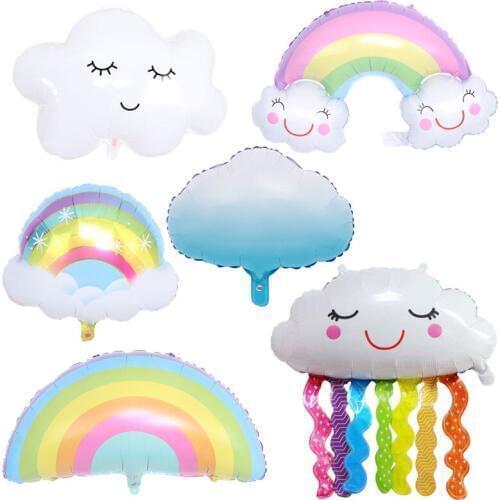 1pcs Big Rainbow Smile white Cloud foil Balloons childrens birthday party helium balloon new kids Kindergarten toy Decoration