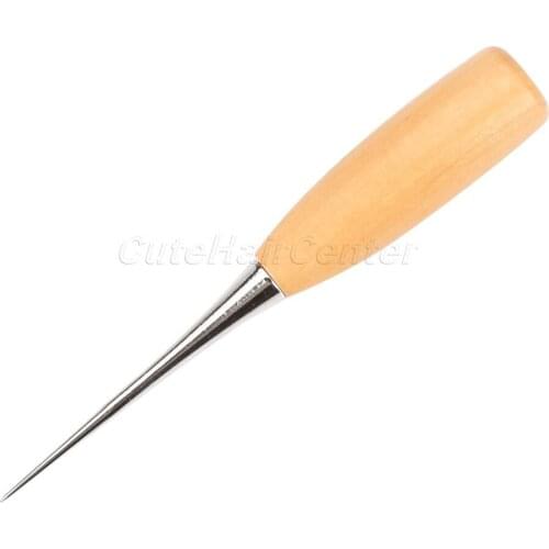 1Pc Sewing Awl Craft Punching Wooden Handle Stitching Scratch Tool Leather Paper Cloth Studs Punch Hole Tool Cross Stitch