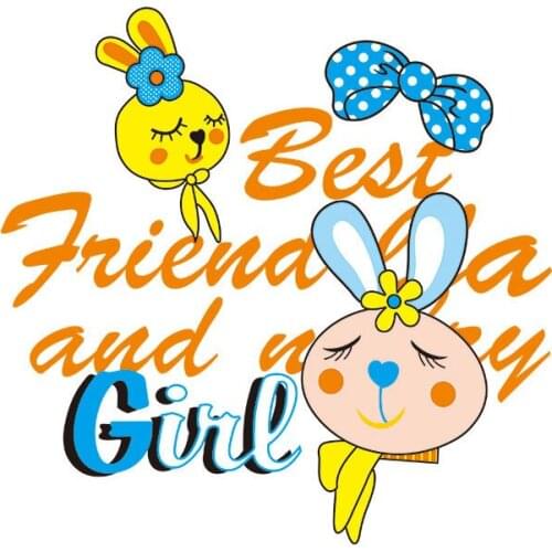 1pc cute cartoon animation heat transfer sticker printed on clothes for girls iron DIY letter patch on T-shirt