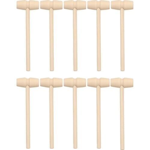 10Pcs Wooden Hammer Flat Head Small Gavel Kids Knock Educational Toys Gift