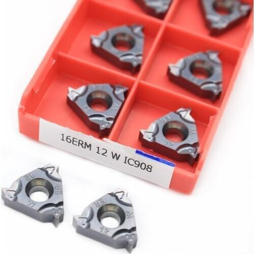 10pcs Thread 16ERM 12W IC908 Carbide CNC Threaded Carbide Inserts Thread Lathe Turning Blade Tool Tungsten Carbide Insert