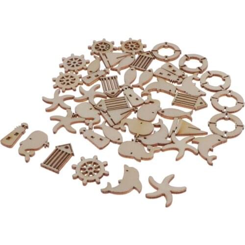 100pcs mini Wood Sea Series Wooden Mixed Crafts Card making for Scrapbooking Embellishments