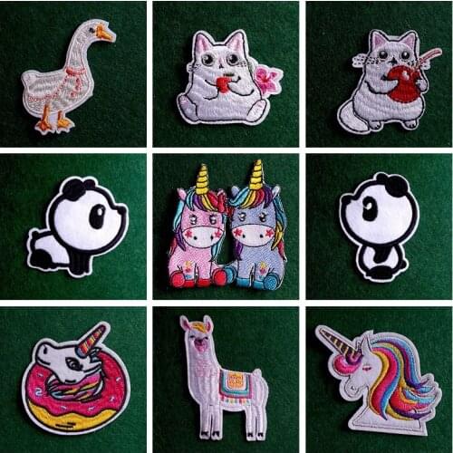 2pcs Cartoon Patches Stripe Badge Stickers Embroidery Sew On Clothes Animal Patch Iron On Patches For Clothes Applique Decor Diy