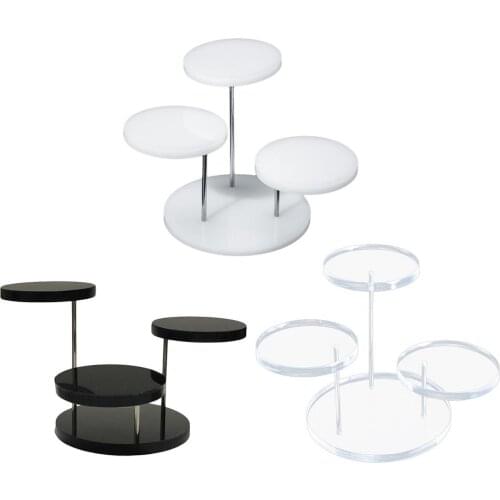 3 Layers Round Acrylic Jewelry Display Stand Necklace Earring Ring Show Rack Acrylic Display Stand Jewelry Rotating Show Rack