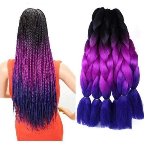 6.18 Jumbo Braiding Hair Extensions Kanekalon Braiding Hair 24 Inch Ombre Multiple Tone Colored Synthetic Hair for Women