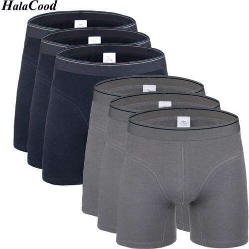 6Pcs/lot New Mens Plus Size Long Boxers Fashion Sexy Male Panties Sweat Absorbing Cotton Boxer Shorts Breathable Men Underwears