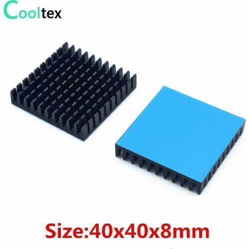 20pcs 40x40x8mm Aluminum Heatsink Black heat sink for Electronic Chip IC Heat Dissipation With Thermal Conductive Tape