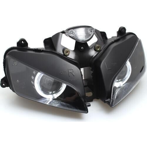 Motorcycle Custom Bi-Xenon HID Headlight Assembly Low High Beam Led White Angel Eye Headlamp For Honda CBR600RR CBR 600 RR 03-06