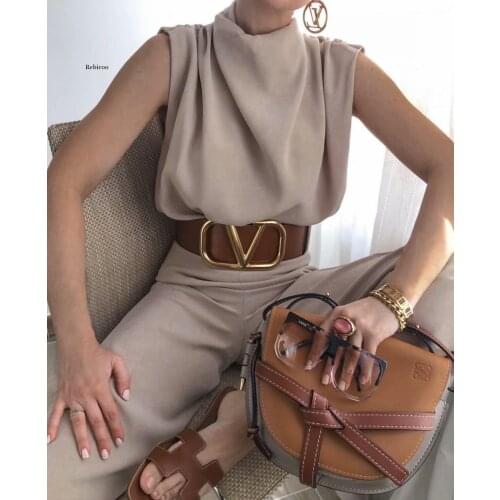 Draped Collar Womens Tops and Blouses Elegant Sleeveless Solid Office Blouse Ladies Shirt Casual Top Female Streetwear