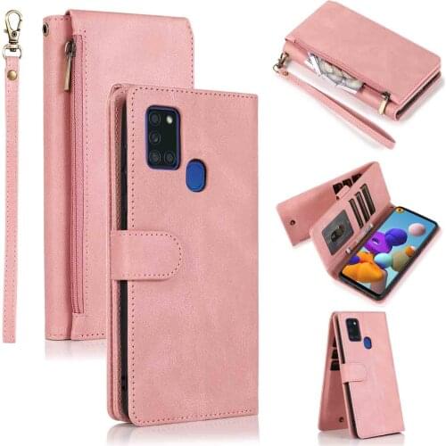 Zipper Wallet Case for Samsung Galaxy A21S A21 A31 A51 A71 A42 A52 A72 A81 Retro PU Leather Magnetic Closure Phone Case Cover