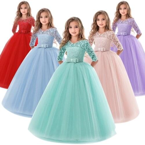 Kids Bridesmaid Flower Girls Wedding Kids Dresses For Girls Evening Party Dress Teenage Children Princess Dress 8 10 12 14 Years