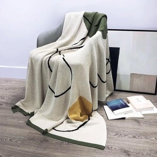 DropShipping Geometric Knitted Throw Blanket Picnic Camping Sofa Covers Slipcover Cotton Blanket Car Travel Plane Blanket