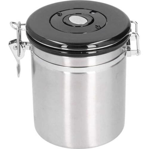Stainless Steel Airtight Coffee Container Storage Canister Coffee Containers 1.5L Good Sealing Venting Coffee Bean Storage