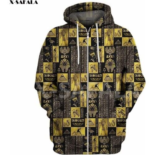 Anubis Egypt Ancient God Eyes Symbol Tattoo 3D All Printed Hoodie Man 2 Women Harajuku Outwear Zipper Pullover Sweatshirt Casual