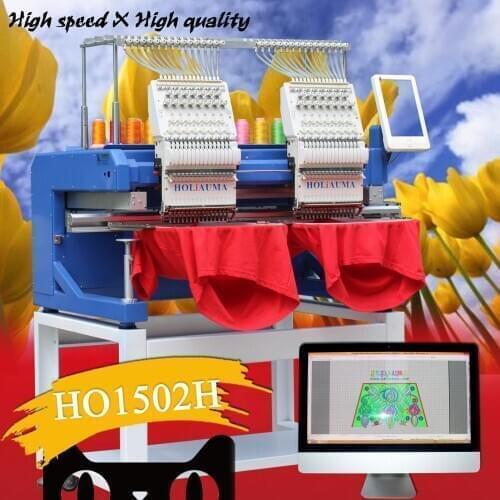 China cheap double head computer embroidery machine for cap t-shirt flat 3d logo high quality embroidery machine for sale
