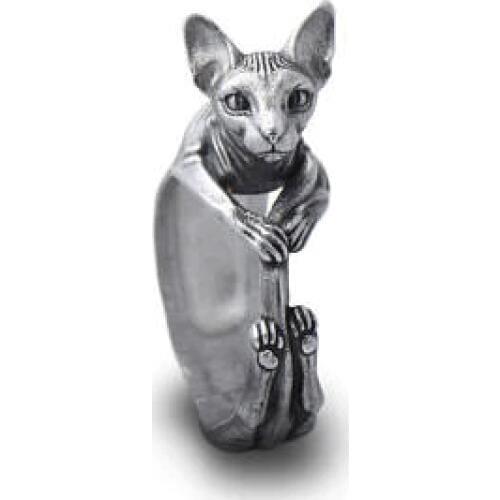 Wholesale Vintage retro Sphynx ring Sphynx jewelry Cat ring Cats Love pets Silver Plated cat Silver sphynx Animal ring 12pcs/lot