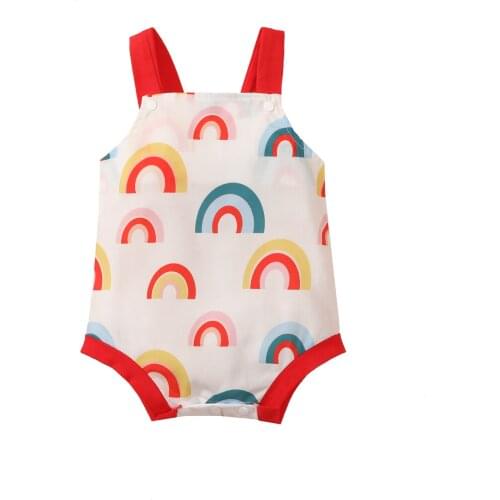 0-18M Newborn Summer Sleeveless Romper Toddler Sun/Rainbow/Shark Print Boat Neck Playsuit