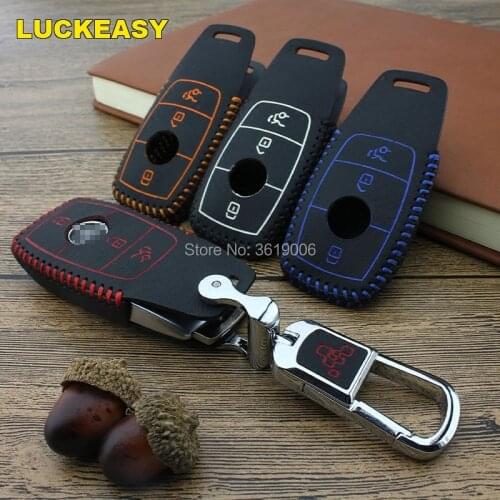 LUCKEASY High Quality leather remote key Case Cover Holder For Benz E-class 2016