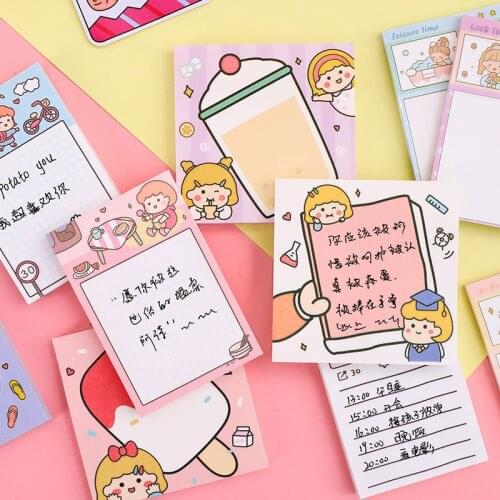Yisuremia Cute Cartoon Post-it Note Kawaii Memo Pad N Times Sticky Messages Notepad Bookmark Escolar Papelaria School Stationery