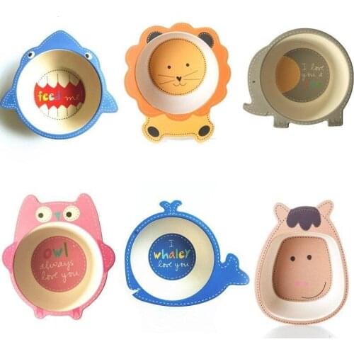 New Children Bowl Bamboo Fiber Bowl Cartoon Dishes Baby Feeding Tableware Infant Toddler Portable Assiette Eating Bowl
