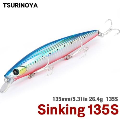 TSURINOYA 135S Ultra Long Casting Saltwater Sinking Minnow Sea Fishing Lure BAYONET 135mm 26.4g Seabass Mackerel Hard Bait