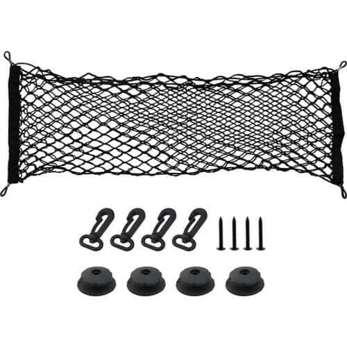 Adjustable 90x40 CM Universal Envelope Car Trunk Luggage Storage Cargo Net - Universal Stretchable Truck Net with 4 Hooks