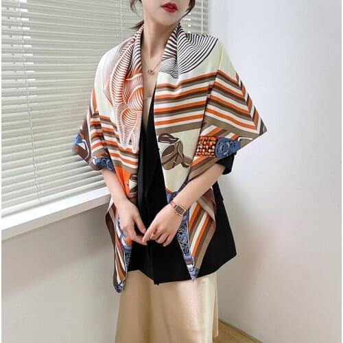 2021 New luxury spring women scarf high-quality shawl silk fashion scarf beach sun protection bag turban scarf 130cm * 130cm