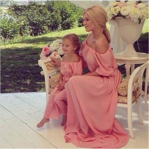 SLYXSH Hot Parenting equipment Europe summer pregnant women maternity dress Mother and daughter Bohemia Slim Maxi dress