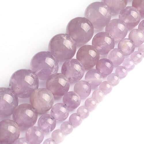 Light purple amethysts Natural Stone Round Loose Spacer Beads For Jewelry Making Diy Earring Bracelet 6/8/10 /12 mm Strand 15