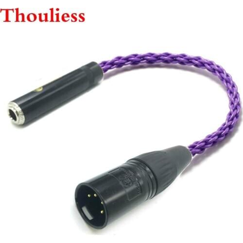 Thouliess HIFI 4-Pin XLR Male Balanced to 6.35mm 1/4 Female Single Crystal Coppe Silver Plated Audio Adapter Cable 6.35mm to XLR