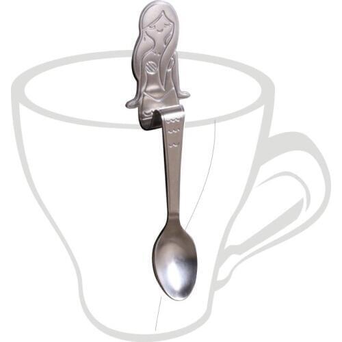 Thickened 304 Stainless Steel Coffee Spoon Mermaid Bending Hanging Cup Spoon Creative Tableware Free Shipping WB854