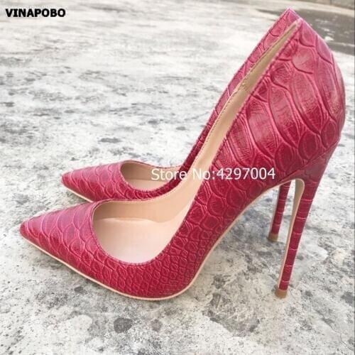 VINAPOBO fashion skin pattern Print high heels pumps top quality pointed toe party shoes elegant ladies Snake women wedding shoe
