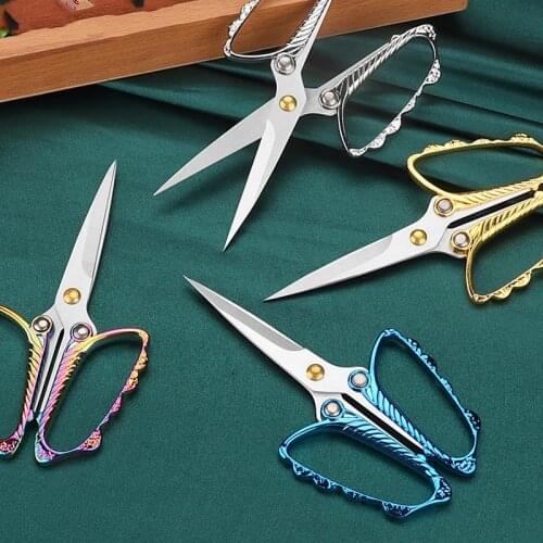 Vintage Retro Scissors Butterfly Pattern Stainless Steel Tip Sewing Shears Handicraft DIY Tools For Embroidery Handicraft Tools