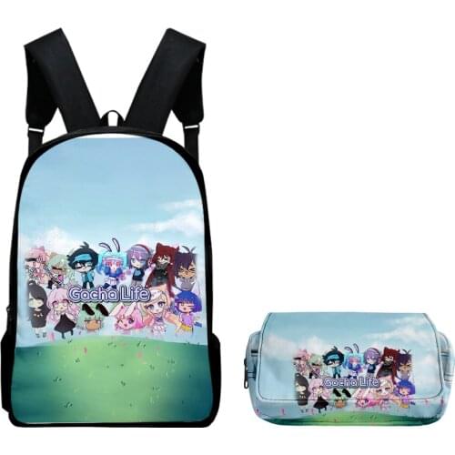 2pcs/set Gacha Life Backpack Boys Girls Cartoon Anime Waterproof Schoolbag Pencil Case Children Kids Outdoor Travel Backpack