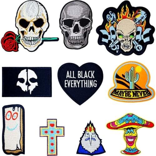 Black Heart Cranium Rood Knitting Textile Woven Sewing Accessories Patch Piece Popular Stripes Applique Stickers Personalised