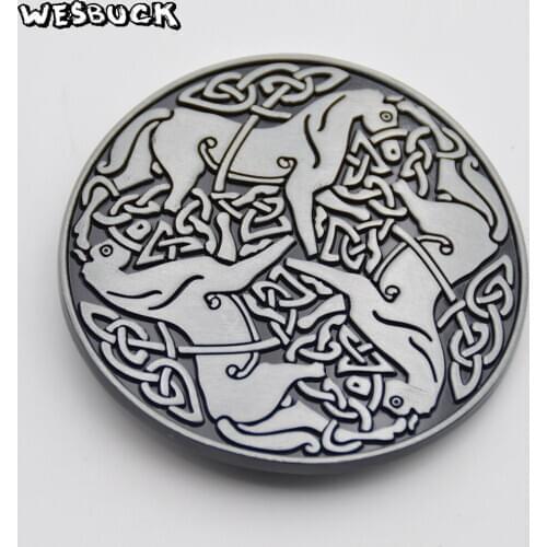 WesBuck Brand Hot Sale Silver Colour Horse Cowboy Belt Buckles Round Metal Buckle Hand Man Woman Jeans Jewelry accessories