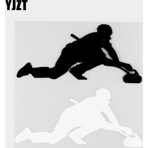YJZT 17.0×7.9CM Curling Sports Exquisite Vinyl Decal Car Sticker Black/Silver 20A-0239