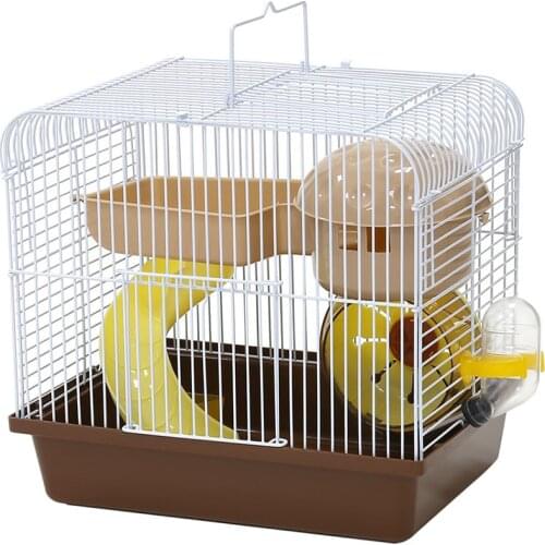 Castle Villa-shaped Wire Cage With Feeding Bowl Running Roller Skating Toy Castle Double-layer Hamster Cage