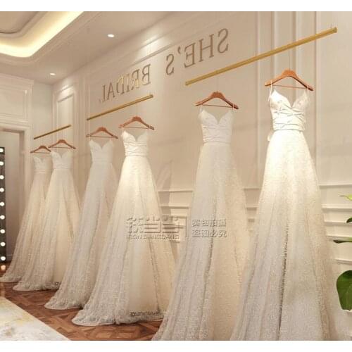Clothing store gold hanging clothes hanging ring iron ceiling hanging hanger wall hanger wedding dress store shelf hanger