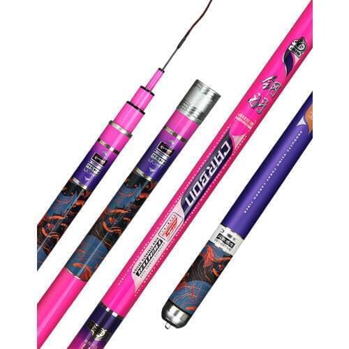 19 Tune 6H Telescopic Fishing Rod High Quality Carbon Fiber 2.7m-7.2m Ultra Light Hard Travel Carp Fishing Pole Feeder Black Pit