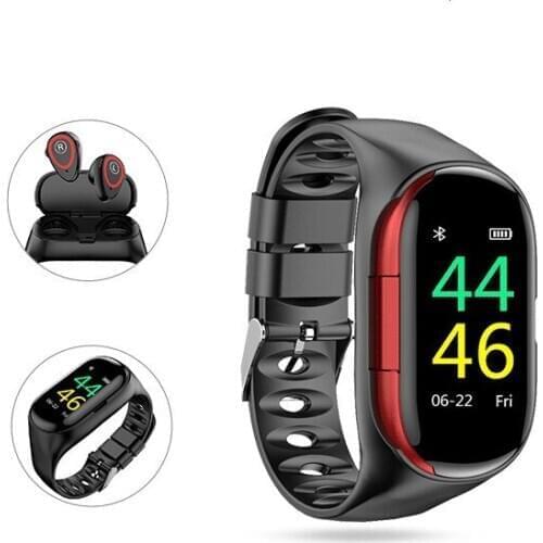 2 in1 Sport Smart Watch Men 0.96" M1 AI Smart Watch With Bluetooth Earphone Heart Rate Monitor Wristband Fitness Bracelet
